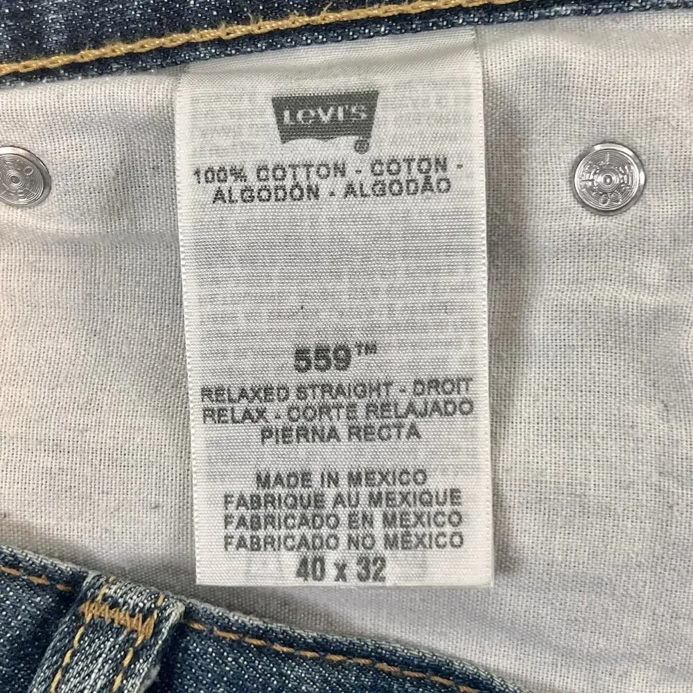 Levi’s 559 Jeans Men 40x32 Relaxed Straight Blue Denim Distressed Faded